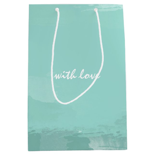 Mint Watercolor Ombre Medium Gift Bag (Front)