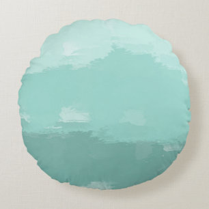 Mint Watercolor Ombre Round Cushion