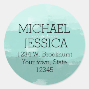 Mint Watercolor Personalised Classic Round Sticker