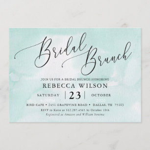 Mint Watercolor Rustic Bridal Brunch Invitation