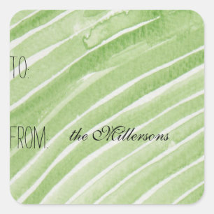 Mint Watercolor Stripes Gift Tag
