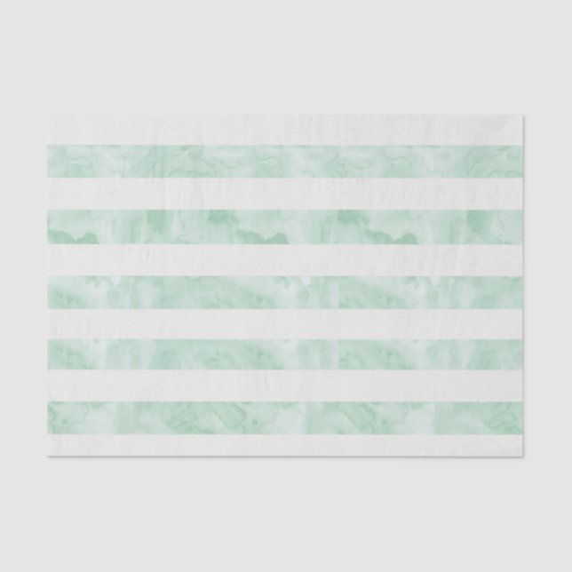 Mint Watercolor Stripes Tissue Paper (Front)