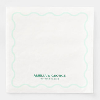 Mint Wavy Retro Wedding Napkin