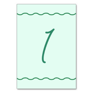 Mint Wavy Retro Wedding Table Number
