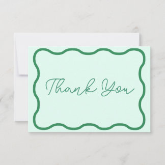 Mint Wavy Retro Wedding Thank You Card
