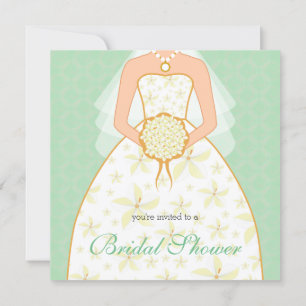 Mint Wedding Dress Custom Bridal Shower Invitation