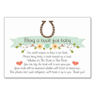 Mint Western Horseshoe Baby Book Request Card