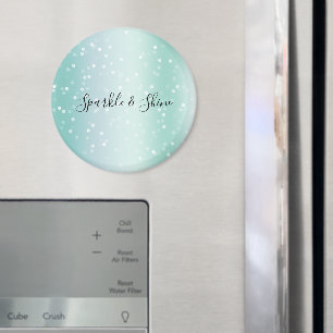 Mint White Bokeh Dots Celebration Magnet