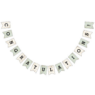 Mint White Faux Gold Glitter Dots Congratulations Bunting