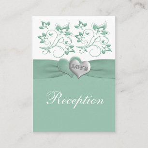 Mint, White Floral Reception Enclosure Card