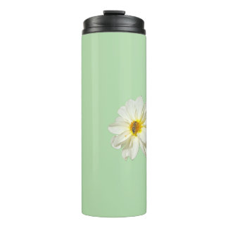 Mint White Flower and Honeybee Thermal Tumbler