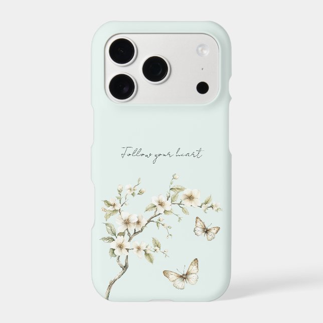 Mint White Flowers Butterflies   (Back)