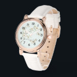 Mint White Flowers Butterflies  Watch<br><div class="desc">Romantic Mint White Flowers Butterflies</div>