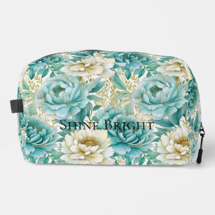 Mint White Flowers Dopp Kit