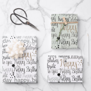 Mint White Fun Happy Balloons Birthday Wrapping Paper Sheet