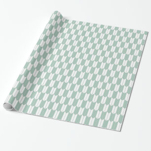 Mint & White Japanese Yagasuri Pattern Gift Wrap