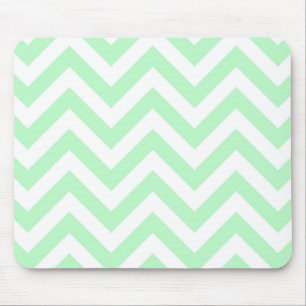 Mint White Large Chevron ZigZag Pattern Mouse Mat