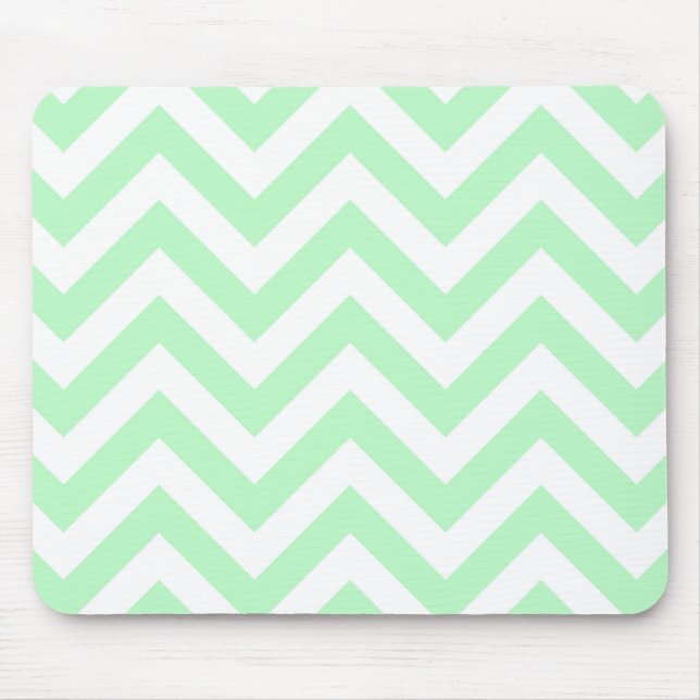 Mint White Large Chevron ZigZag Pattern Mouse Mat (Front)