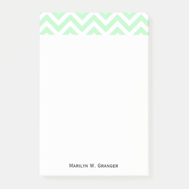 Mint White Large Chevron ZigZag Pattern Post-it Notes (Front)