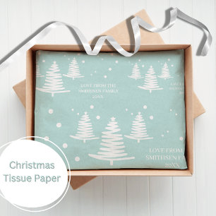 Mint White Minimalist Christmas Trees Tissue Paper