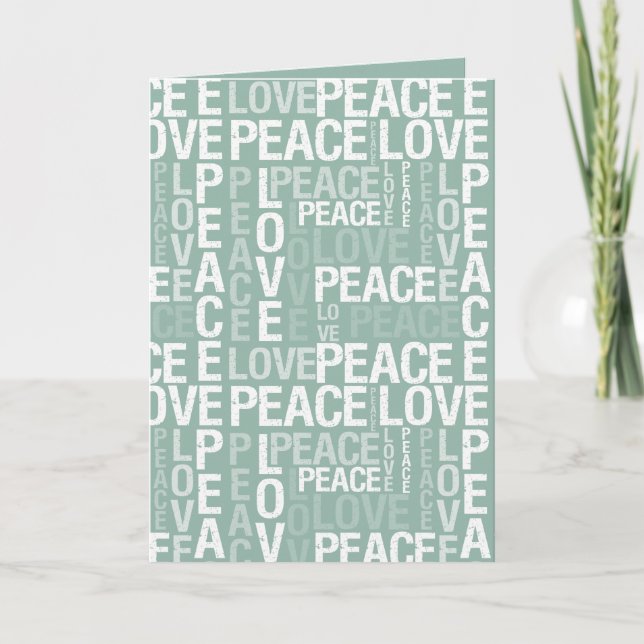 Mint White Peace Love Christmas Card (Front)