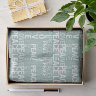 Mint White Peace Love Christmas Tissue Paper