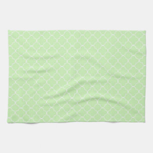 Mint White Quatrefoil Kitchen Cloth Towel