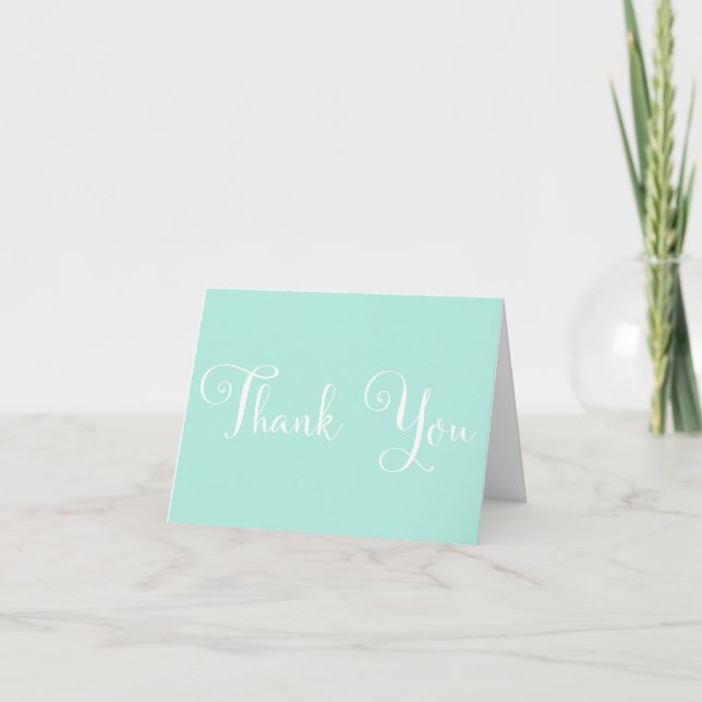 Mint White Script Personalised Wedding Thank you (Front)