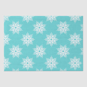 Mint White Snowflake Pattern   Tissue Paper