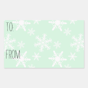 Mint White Snowflakes Gift Tag