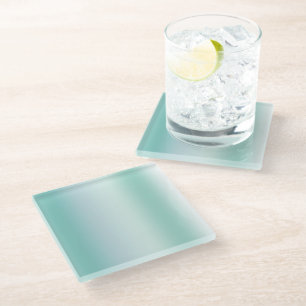 Mint White Stripes Glass Coaster