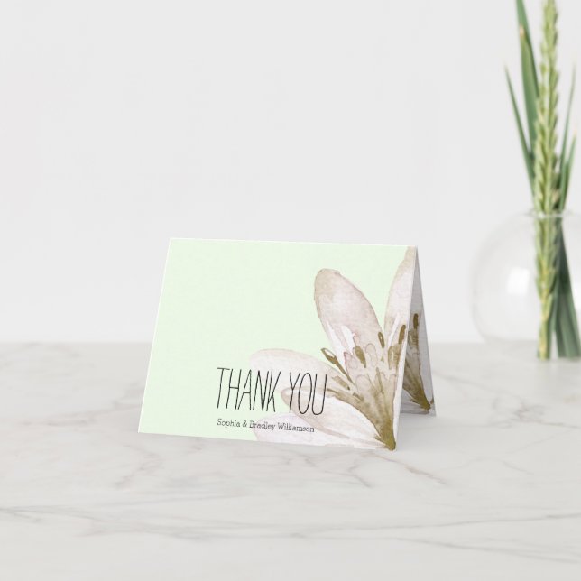 Mint White Watercolor Floral Thank you (Front)