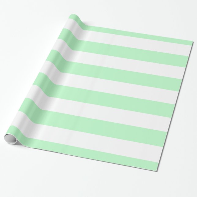 Mint, White XL Stripes Pattern Wrapping Paper (Unrolled)