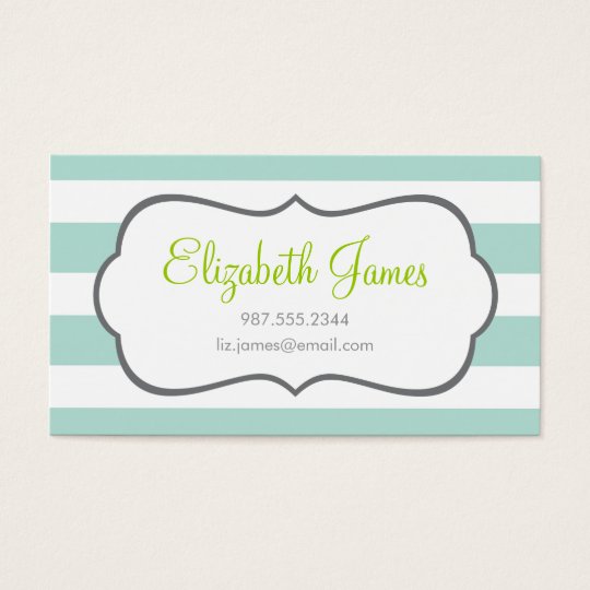 Mint Wide Stripe Business Card
