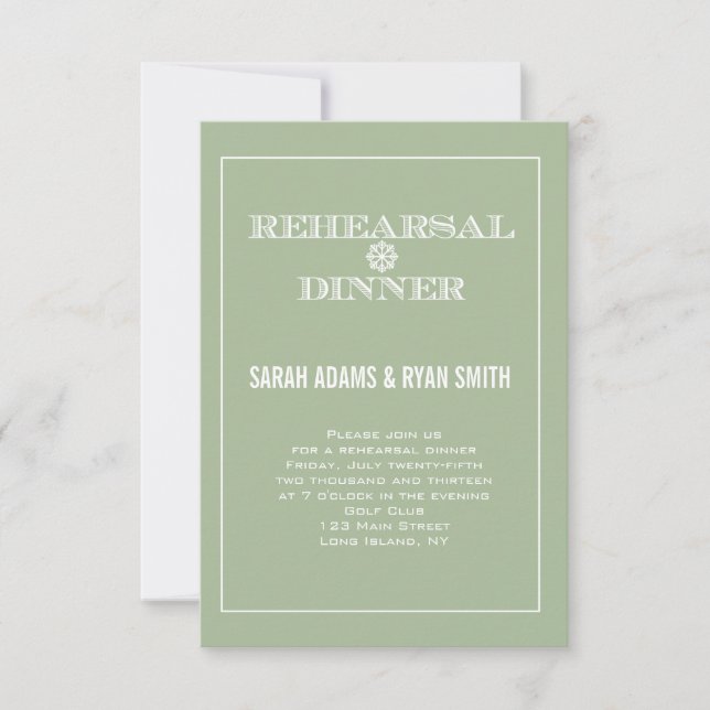 Mint Winter Wedding Rehearsal Dinner Invitations (Front)
