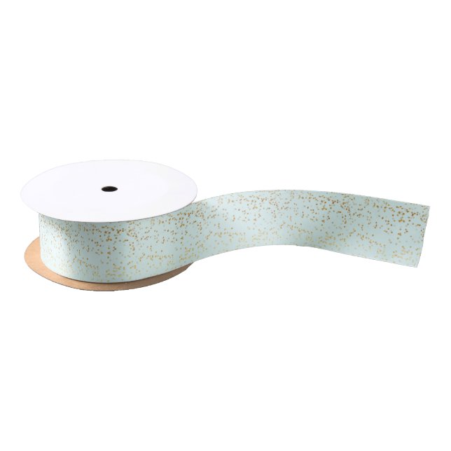 Mint with gold sparkles Bridal Shower Ribbon Satin Ribbon (Spool)