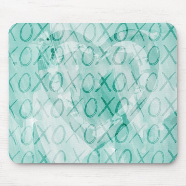 Mint XOXO Love Mouse Mat (Front)
