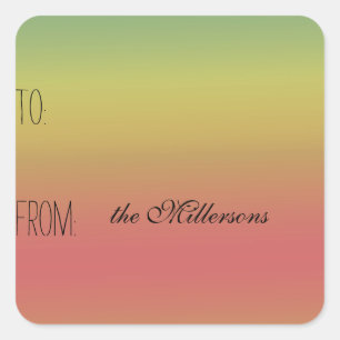 Mint Yellow Coral Ombre Gift Tag