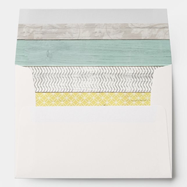 Mint & Yellow Cottage Rustic Wood Party Invitation Envelope (Back (Bottom))