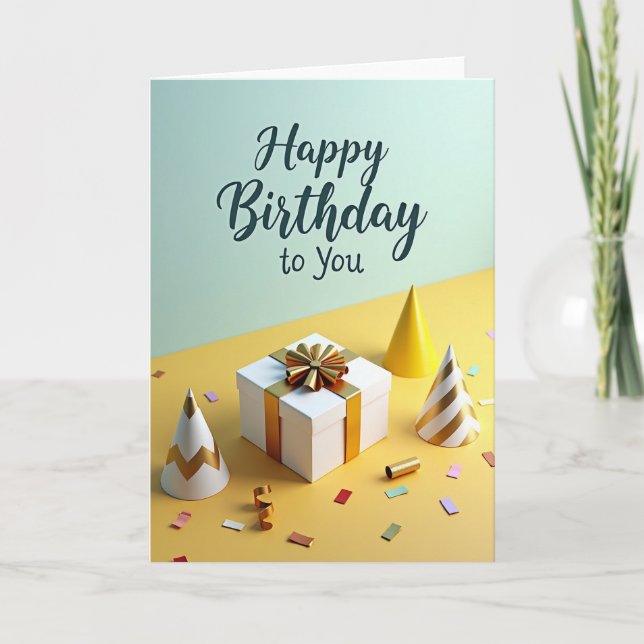 Mint Yellow Elegant Birthday Card (Front)