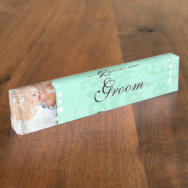 Mint Your Photo Groom's Wedding Name Plate (Side)