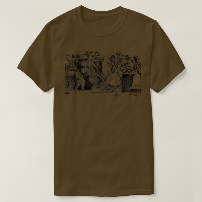 Mintage Dancing Skeletons  T-Shirt (Design Front)
