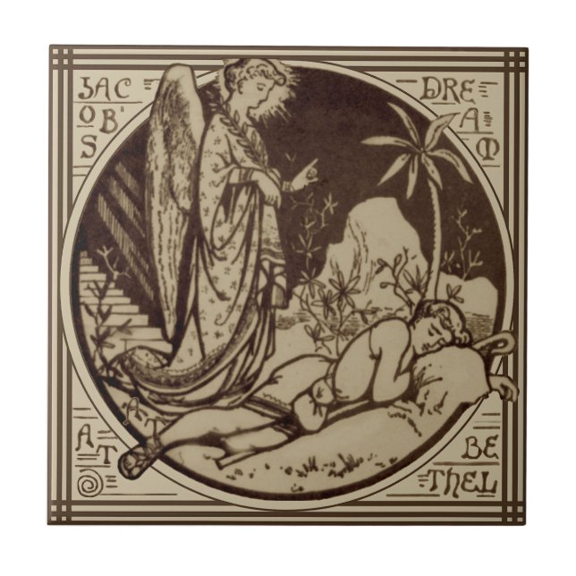 Minton Jacob's Dream Biblical Antique Repro Sepia Tile (Front)