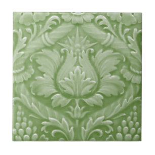 Minton Victorian Faux Relief Jadeite Color Repro Tile
