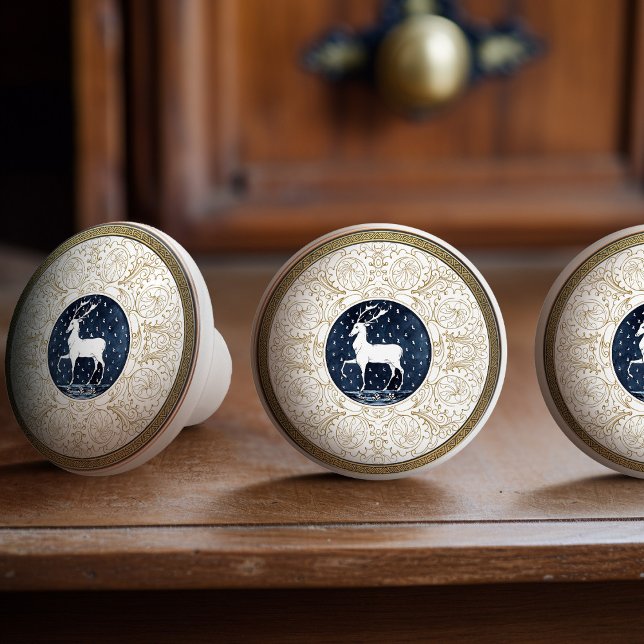 Mintons Deer British Royal Blue Gold Antler Ceramic Knob (Creator Uploaded)