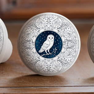 Mintons Owl British Royal Blue Victorian Ceramic Knob