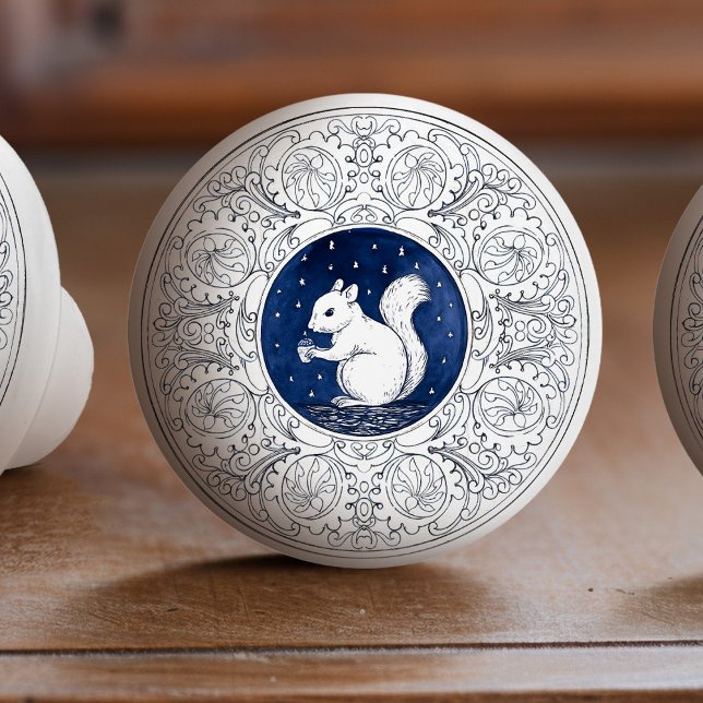 Mintons Squirrel British Royal Blue Victorian Ceramic Knob (Creator Uploaded)