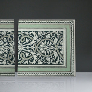 Mintons UK Classical Greek Floral Pattern Green Tile