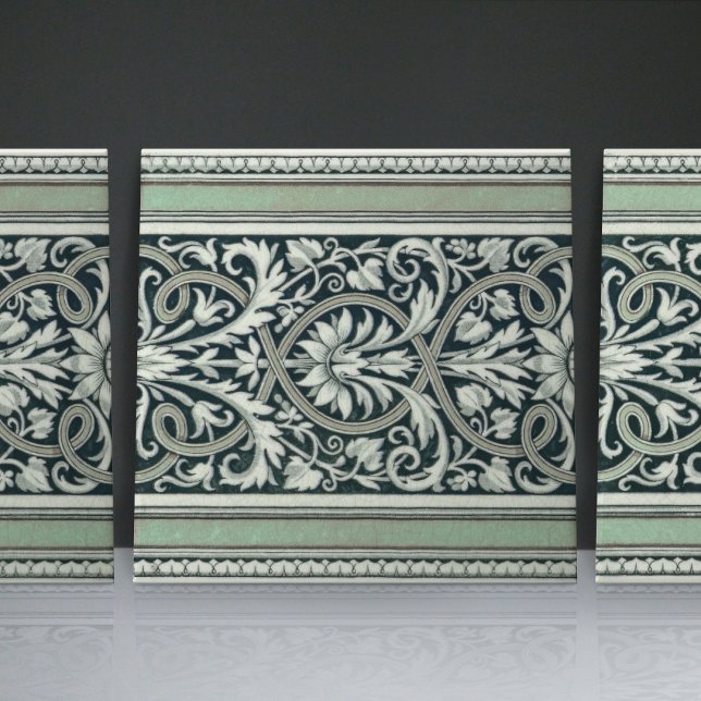 Mintons UK Classical Greek Floral Pattern Green Tile (Creator Uploaded)