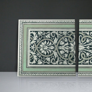 Mintons UK Classical Greek Floral Pattern Green Tile